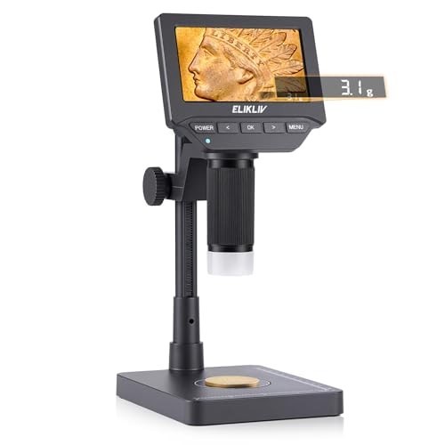 4.3" Digital Coin Microscope with Scale, Adjustable LED, Error Coin Magnifier fo