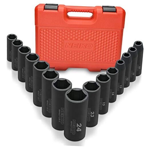 02474A 1/2" Drive Deep Impact Socket Set | 15 Piece | Deep 10 - 24 mm Deep