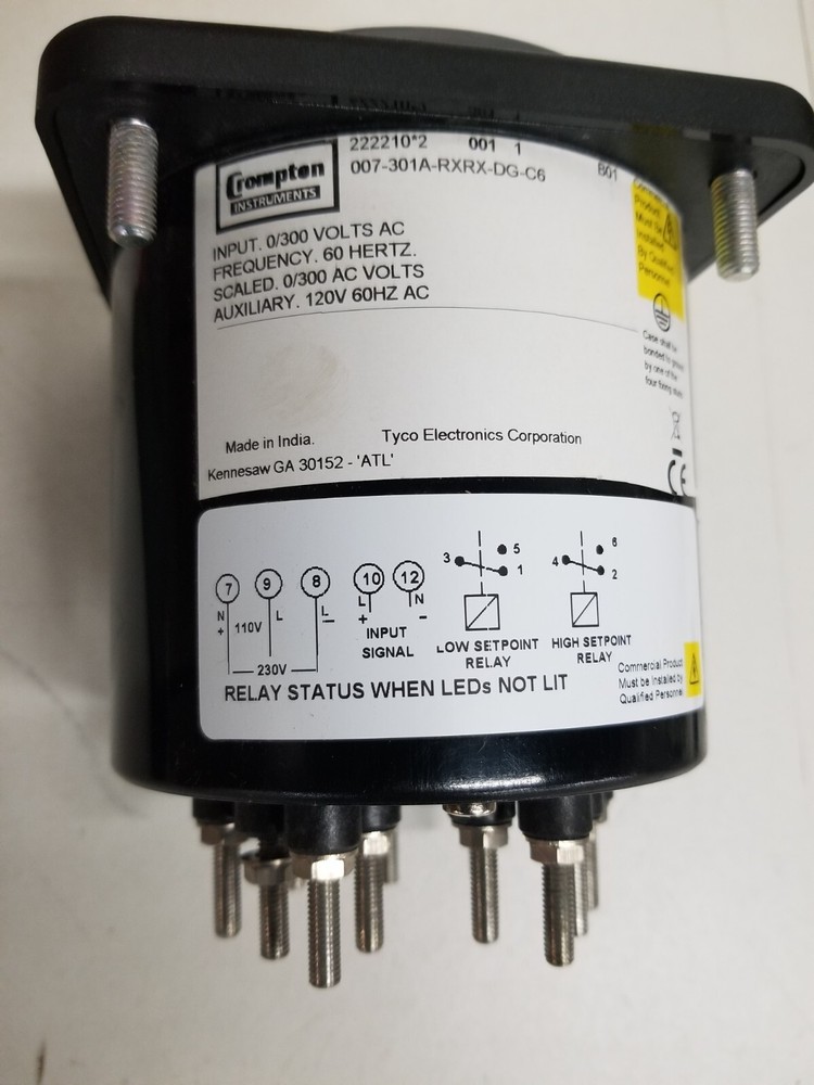 Crompton ETE 301A 0-100 Volt Meter Relay electronic