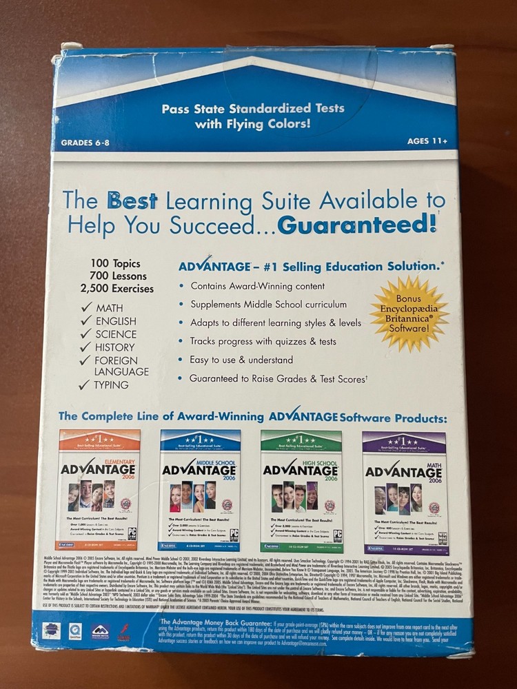 Middle School Advantage Grades 6-8 PC 6 CDs