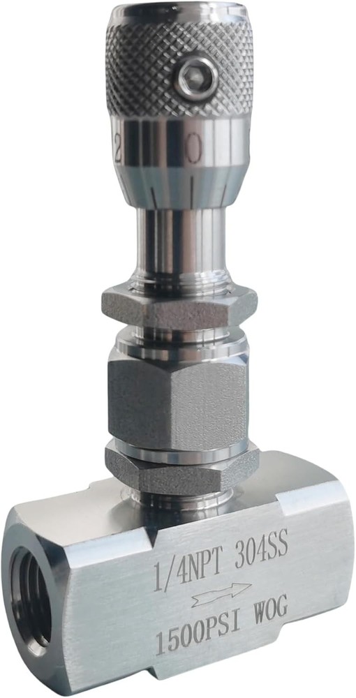 Needle Valve 1/4" NPT, 3mm Orifice, Micro-Flow Stainless, WOG