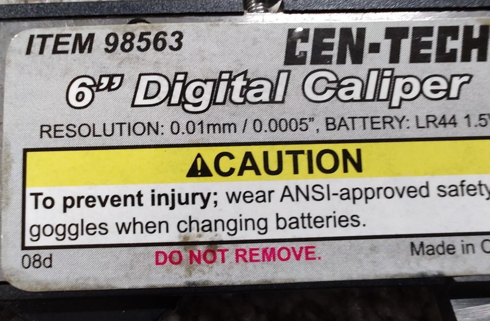 CEN TECH 6" DIGITAL CALIPER