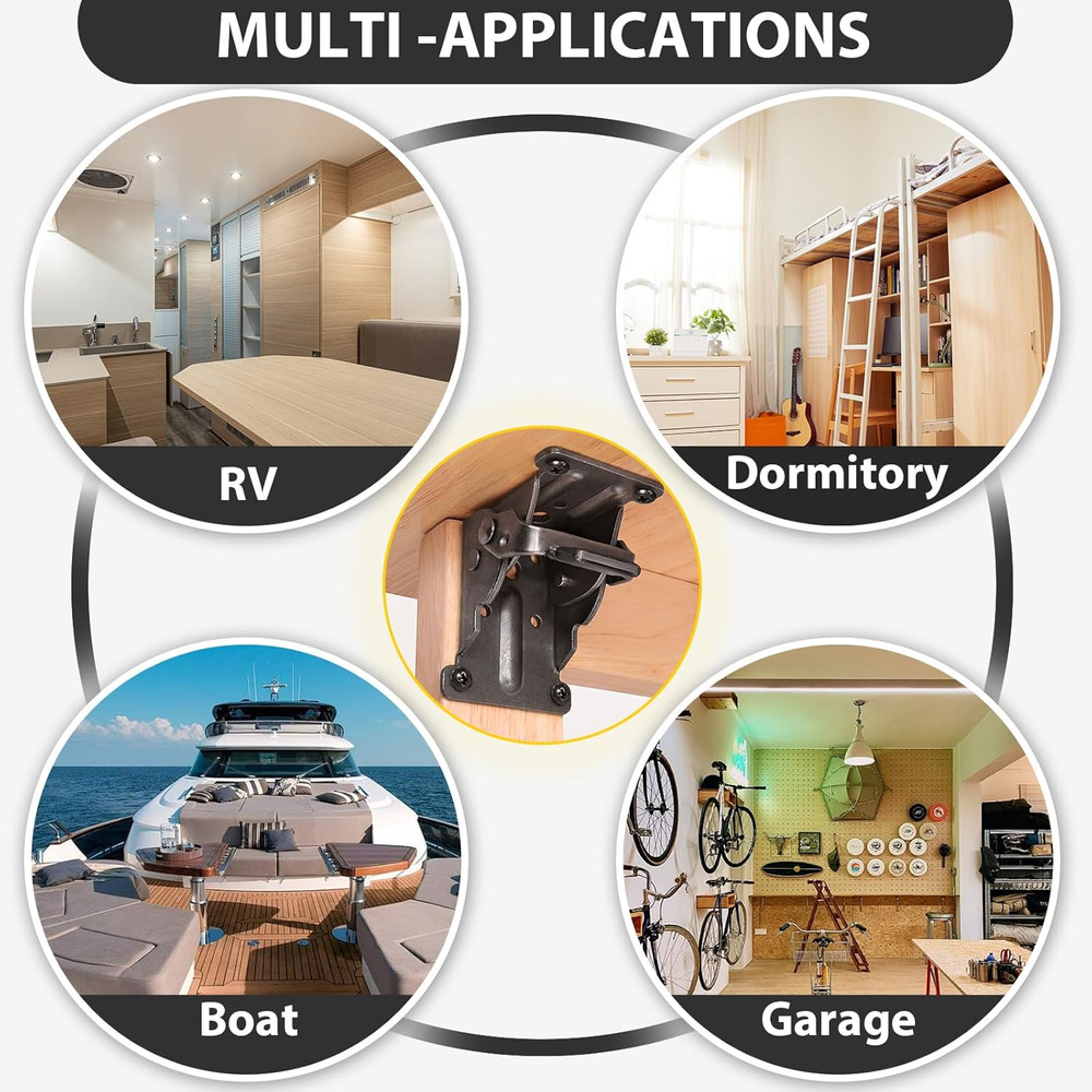 4 Pack Folding Brackets, Self-Lock Hinge with Screws for Folding Table Legs, Loc