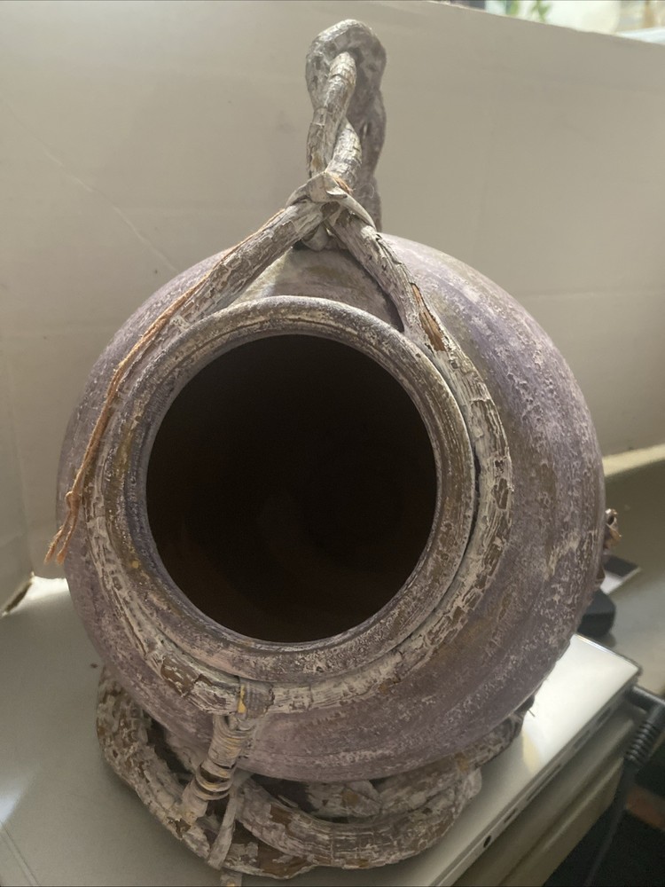 Pottery Vase with natural  Vine cradle  Handle.