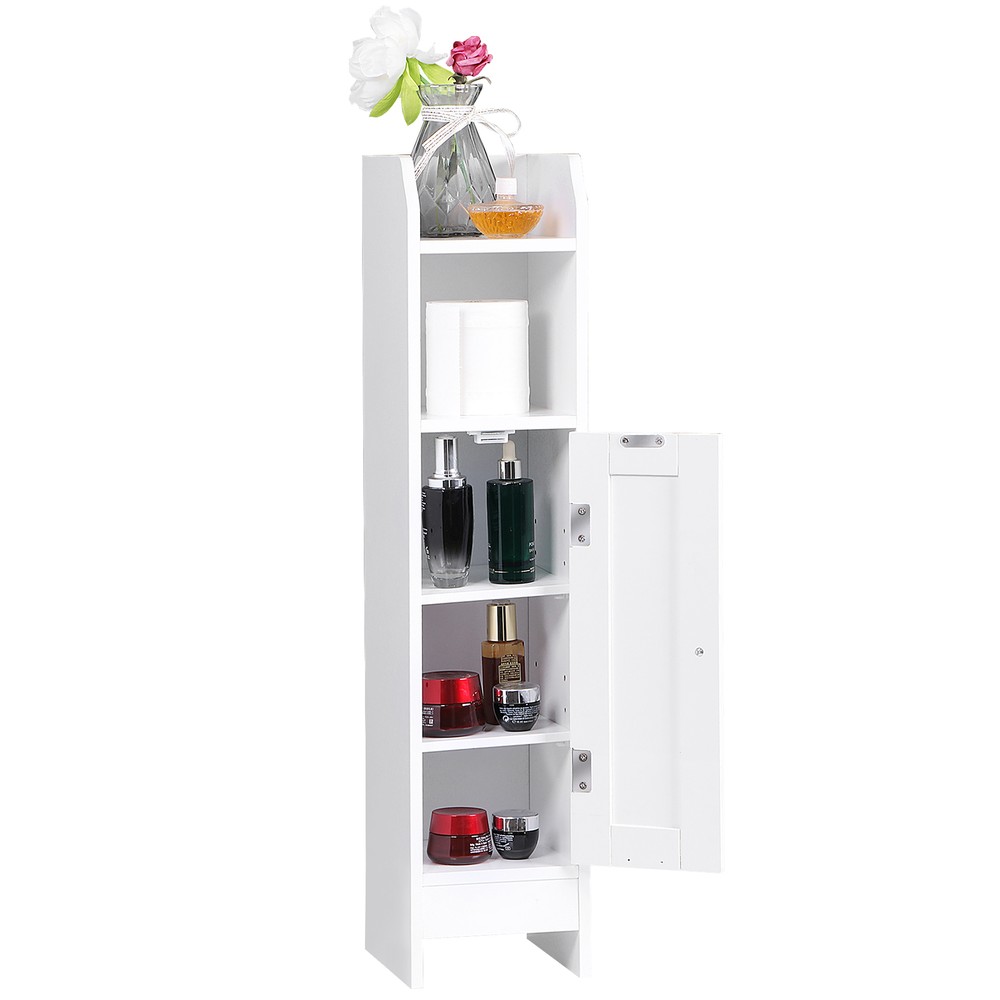 Bathroom Corner Floor Cabinet with Doors and Adjustable Shelf for Small Spaces