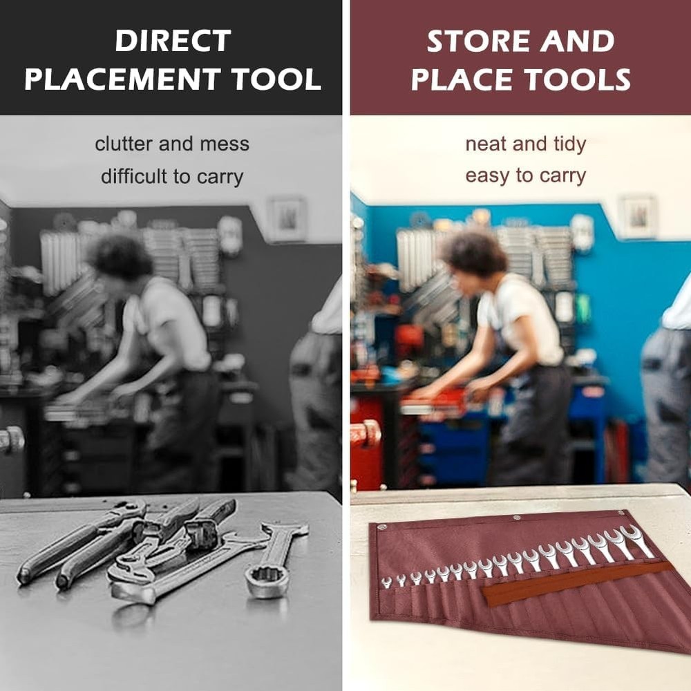 EMVANV 16 Pockets Wrench Roll Organizer, Up Tool Bag, Multi-Purpose...