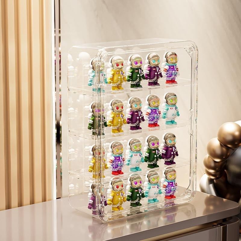 Clear Tiered Display Case for Figures - 4-Tier Acrylic Storage Organizer Box