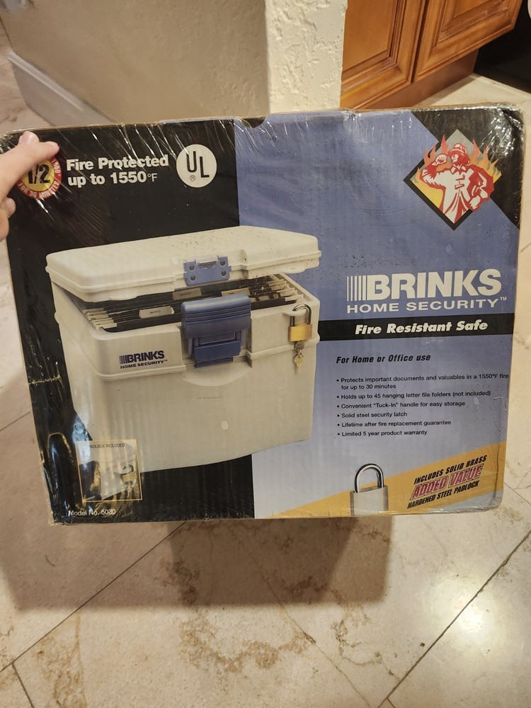 Brinks Home Security Locked Box Fire Safe Rated 1/2 Hour