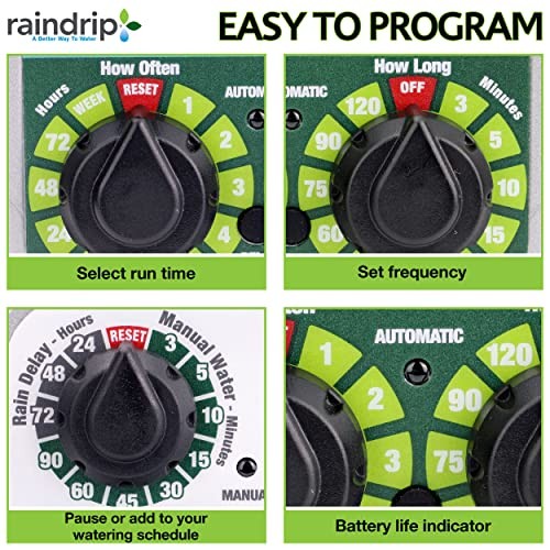 R675CT 3-Dial Water, Sprinkler Timer with Rain Delay for Drip Analog
