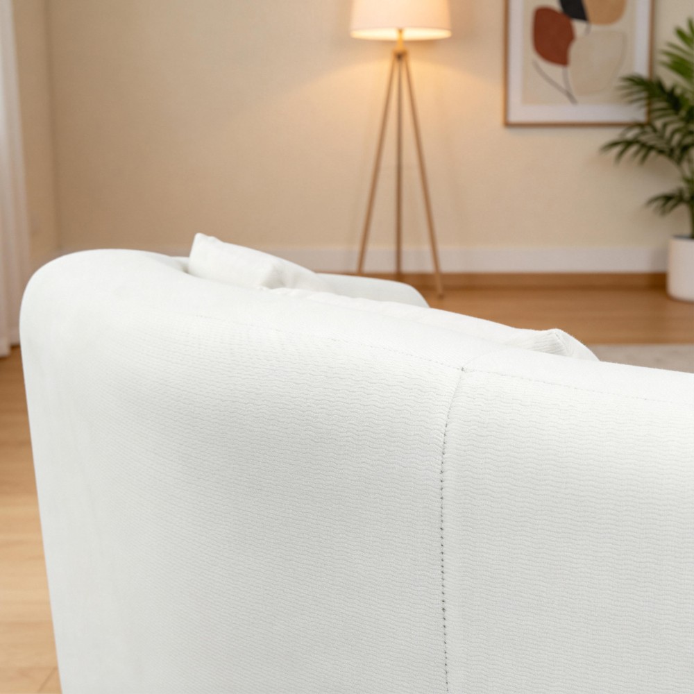 Beige Chenille Loveseat Sofa for Small Spaces, No Tools Assembly