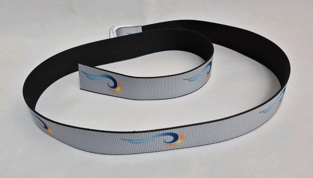 Thomas Bates Men's Belt Gray Fabric Sun Blue Wave Pattern Length 46 Adjustable