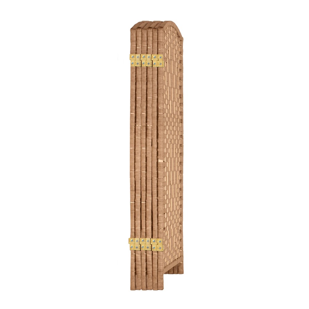 3 ft. Short Diamond Weave Fiber Folding Screen - Natural - 6 Panel