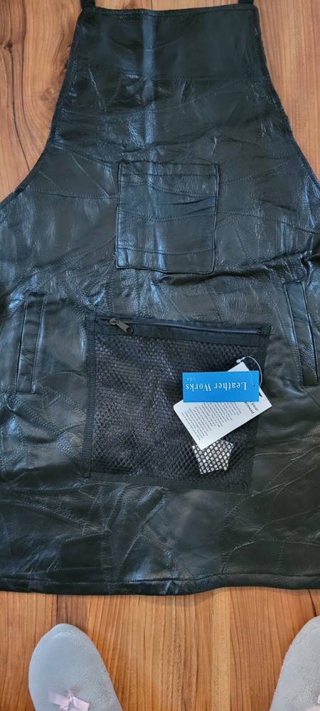 Leather Works Black Apron With Tags Four Pockets #A27