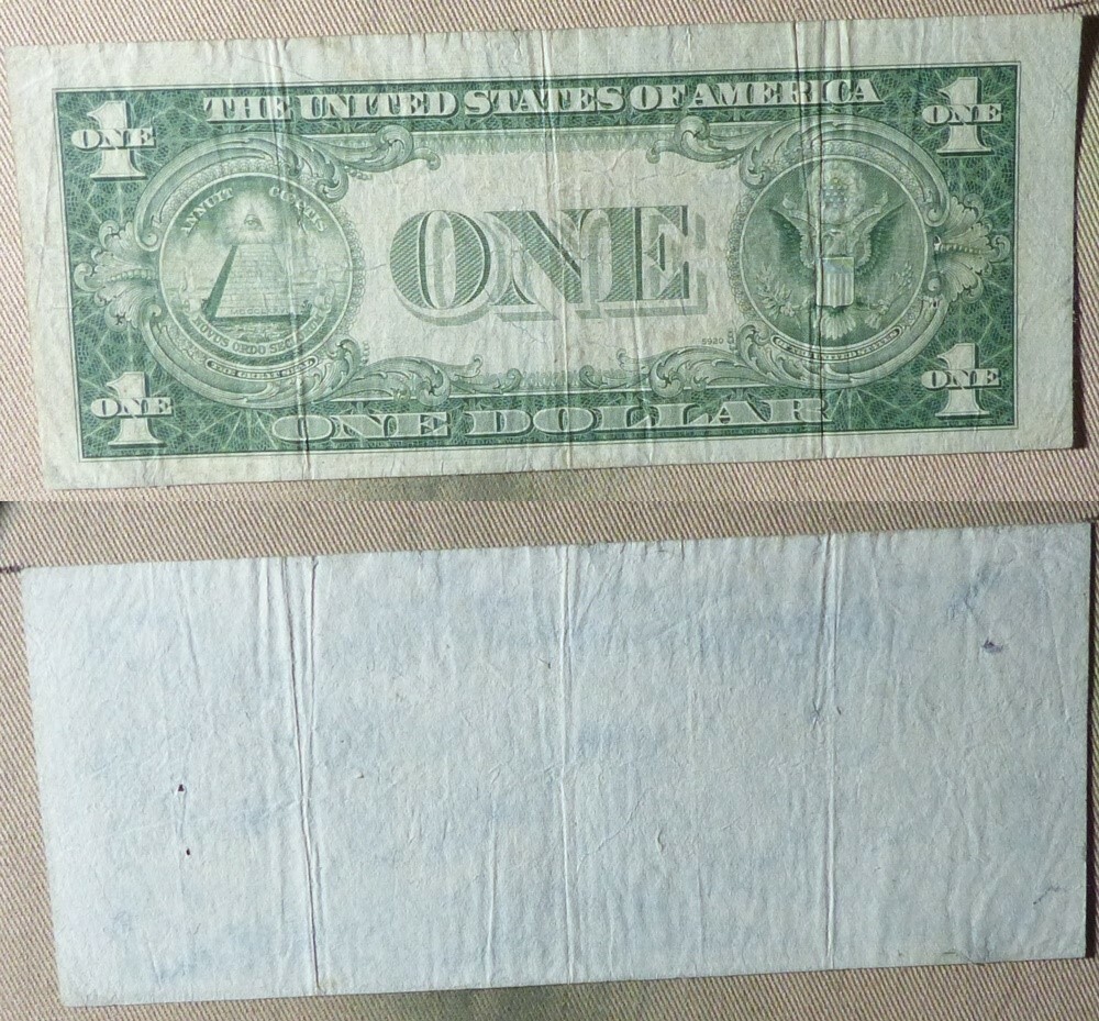 Error Currency : 1935D $1 Blank Front Missing Print IRPM227