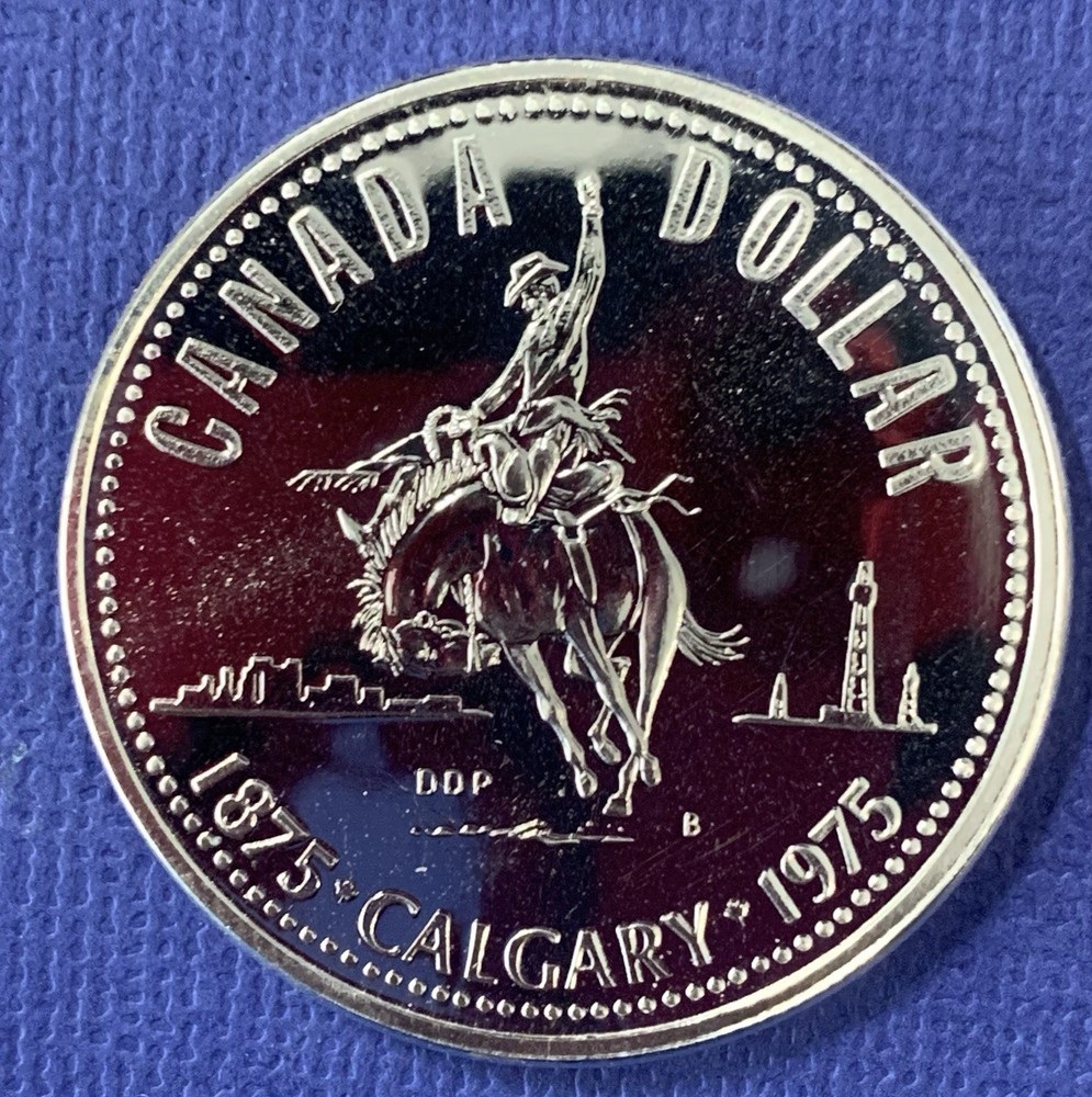 Canada 1975 50% Silver Dollar, Calgary, MS++++