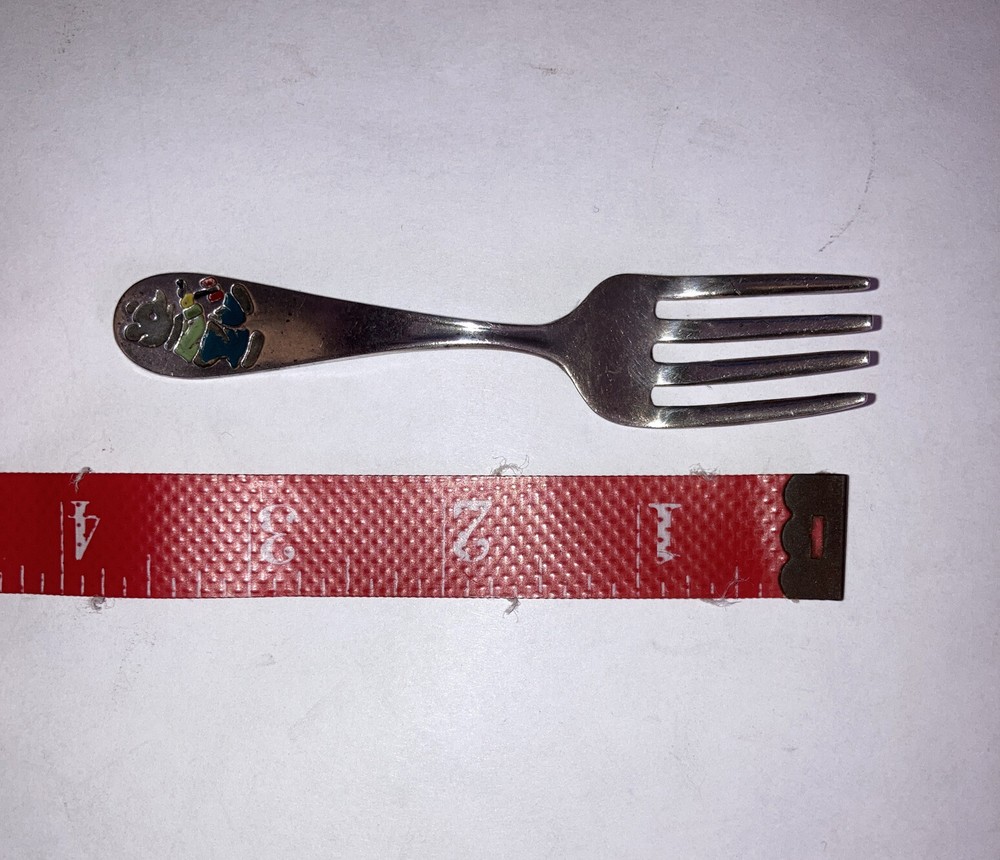 Vintage Webster Sterling Silver Bear Enamel Baby Fork NO MONOGRAM