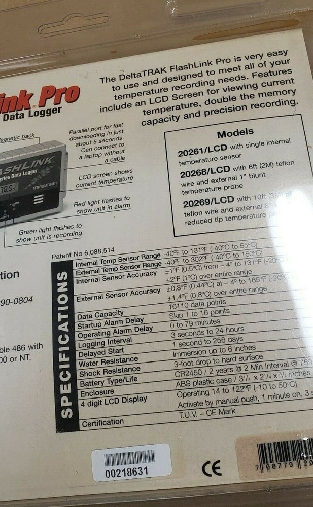 DeltaTrak 20261 FlashLink Pro Data Logger