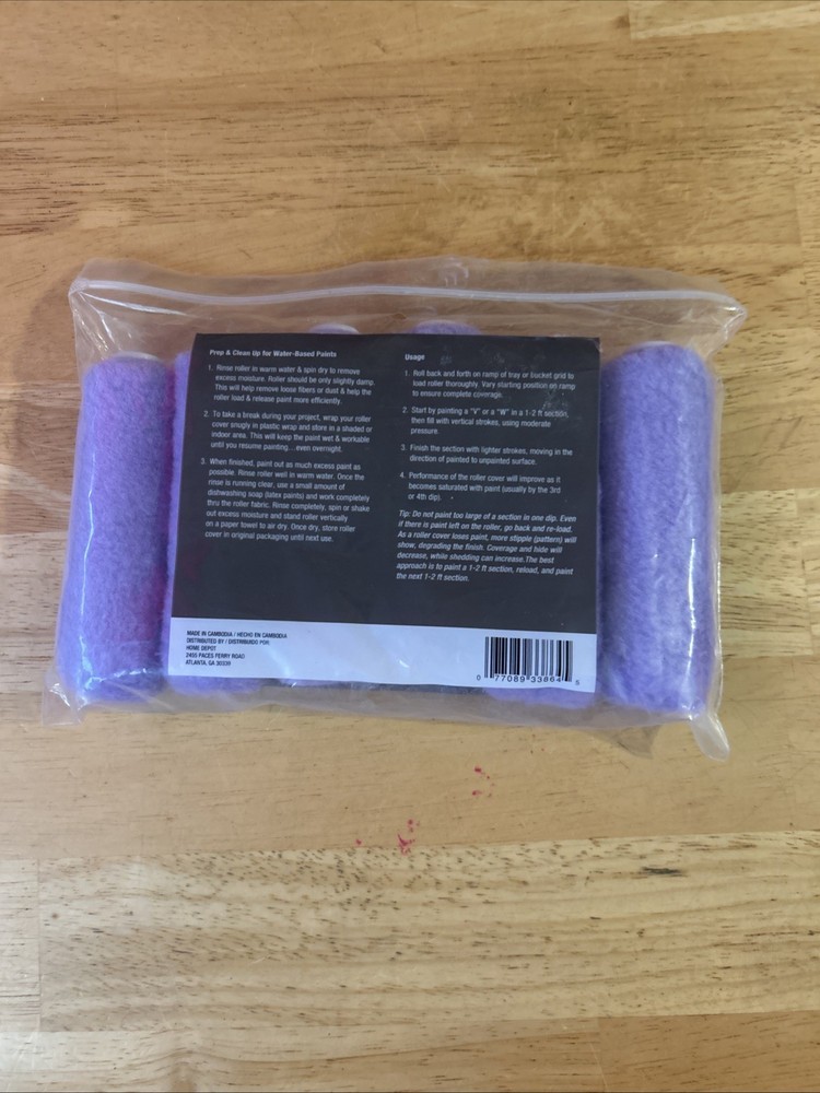 Mini Paint Roller High-Capacity Polyester 4 In.X 3/8 In. (6-Pack)