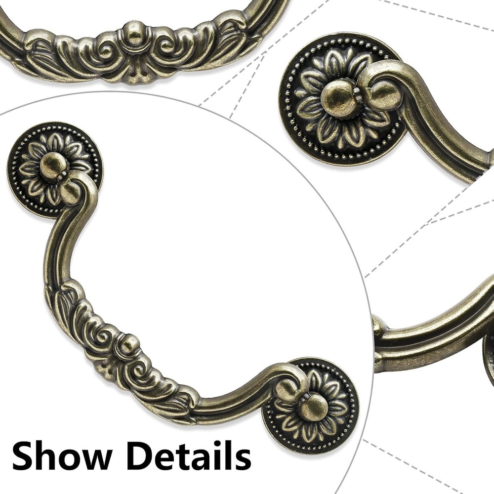 4 Pcs 5 Inch Bail Handle Drop Pulls Vintage Drop Bail Drawer Pulls Antique Bronz
