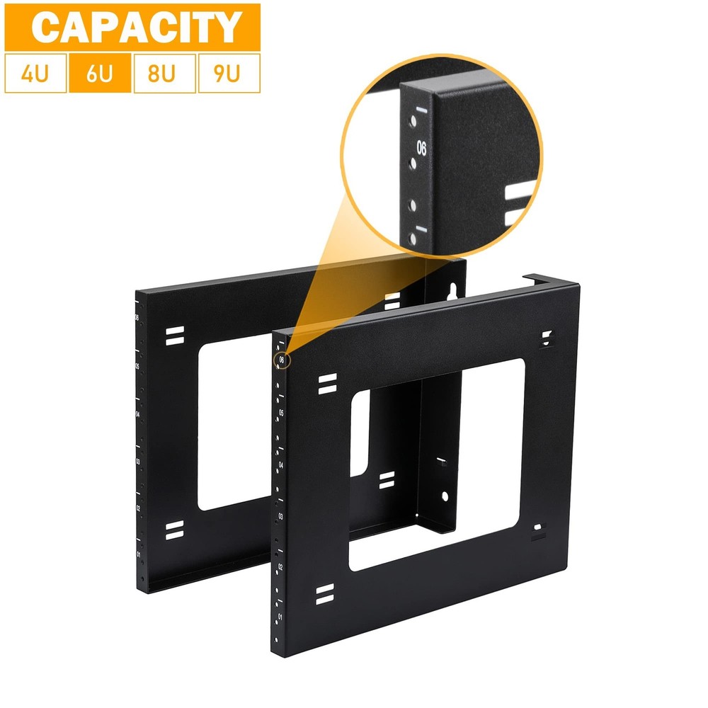 RIVECO 6U Open Frame Rack Wall Mount & Desktop Mount, No Assembly Required Se...