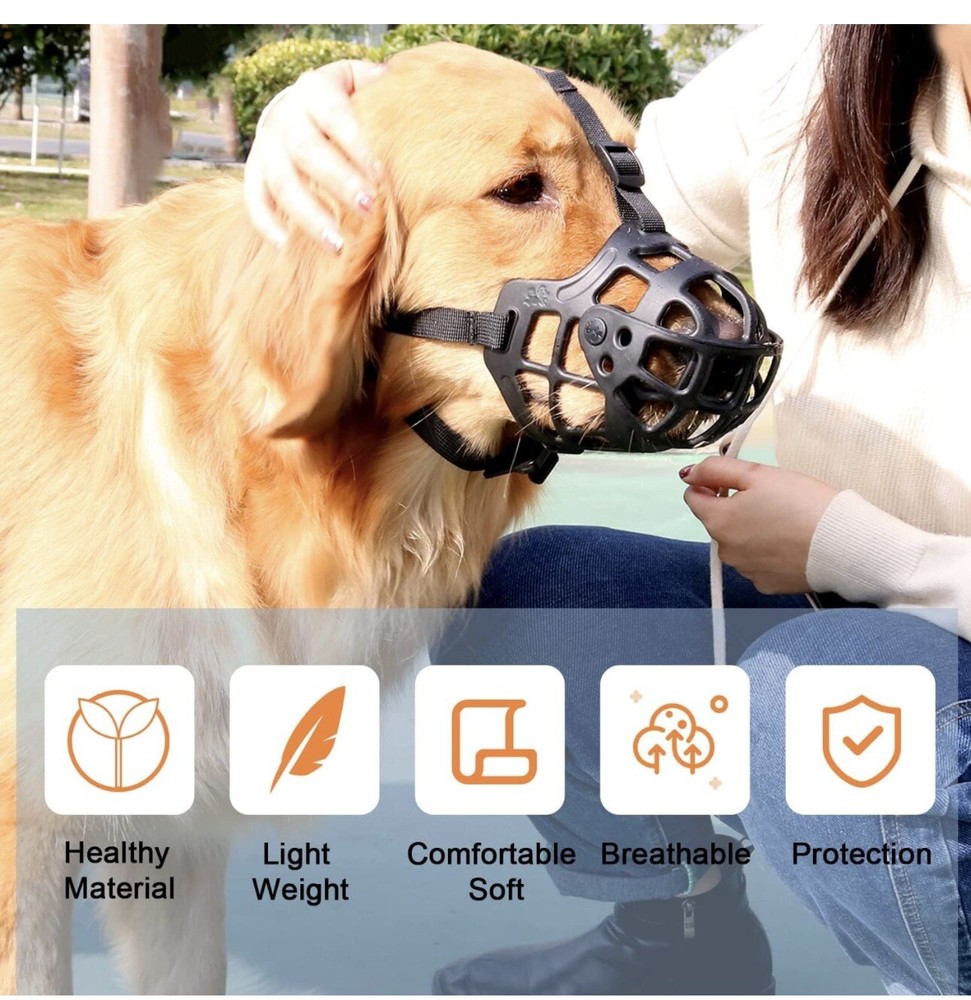 Dog Muzzle XL Breathable Basket Muzzle Black