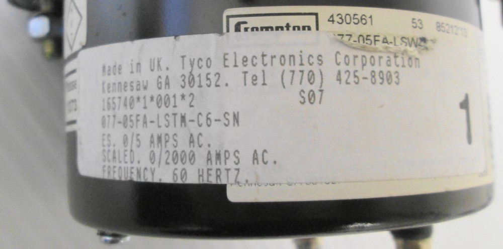Crompton 077-05FA-LSW4-C7 Ampmeter 0-2000A