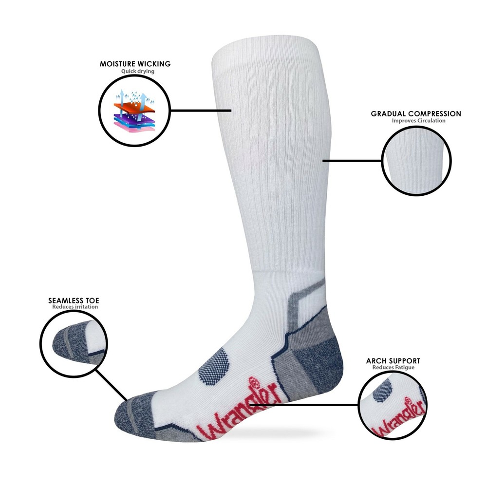 Wrangler Mens Ultra Dri Compression Seamless Toe Tall Boot Socks 3 Pair Pack