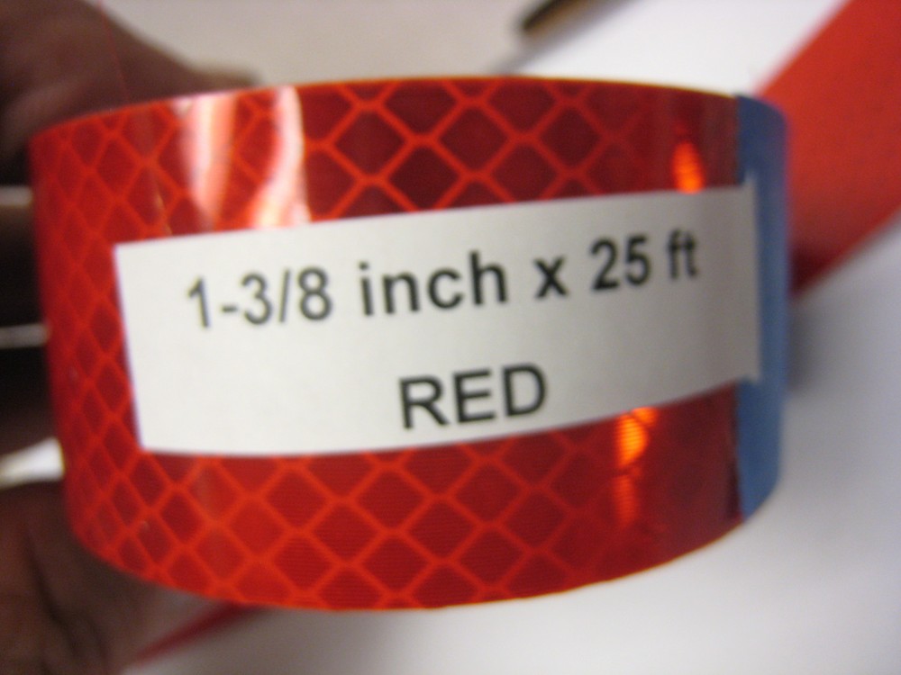 Solid RED Reflective Conspicuity Tape 1-3/8" x 25' Thick -