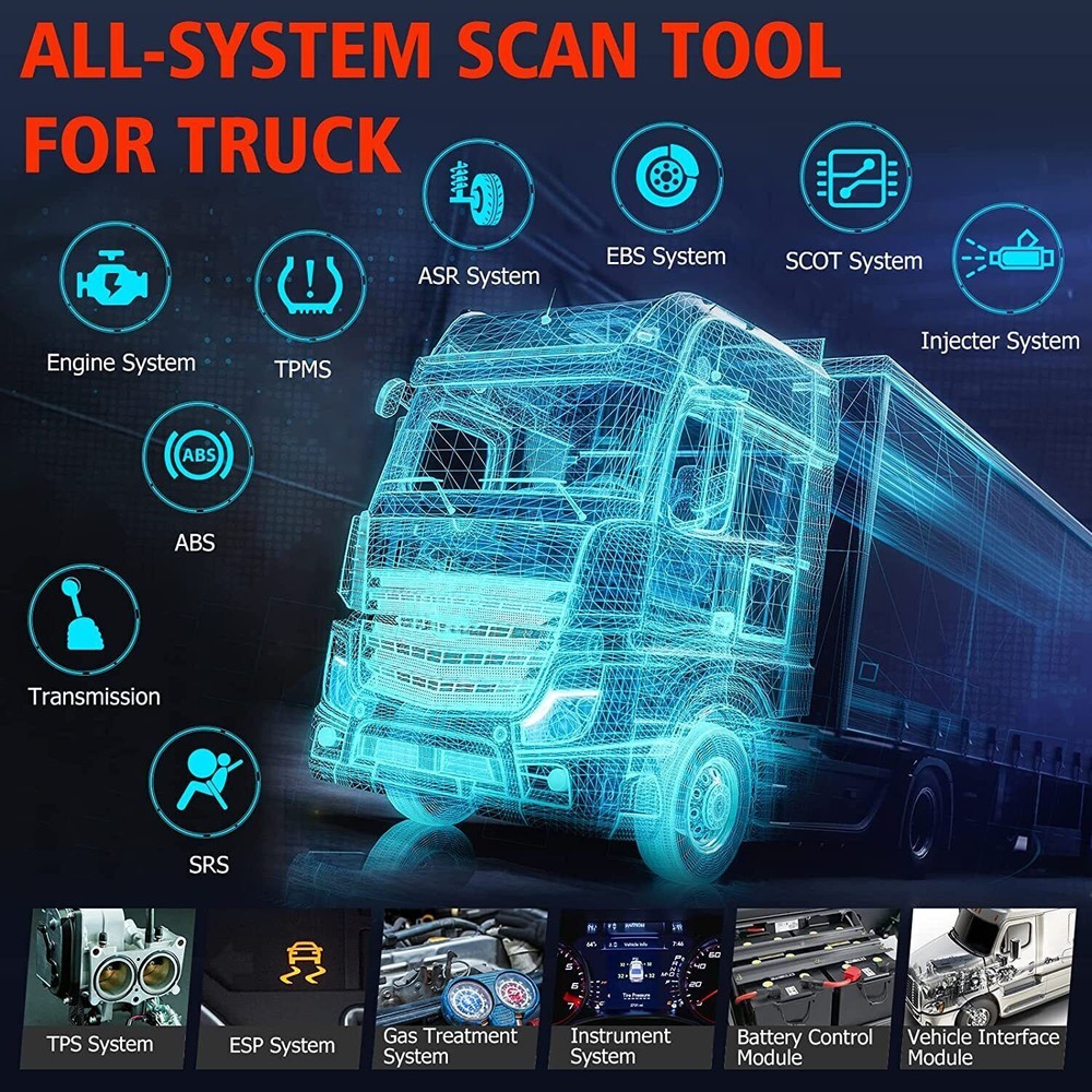 ANCEL HD601 Heavy Duty Truck Diagnostic Scanner Tool Code Reader Reset DPF ABS
