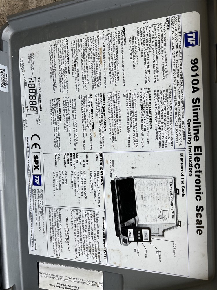 TIF 9020A - Slimline Refrigerant Scale, 200 Pound Capacity