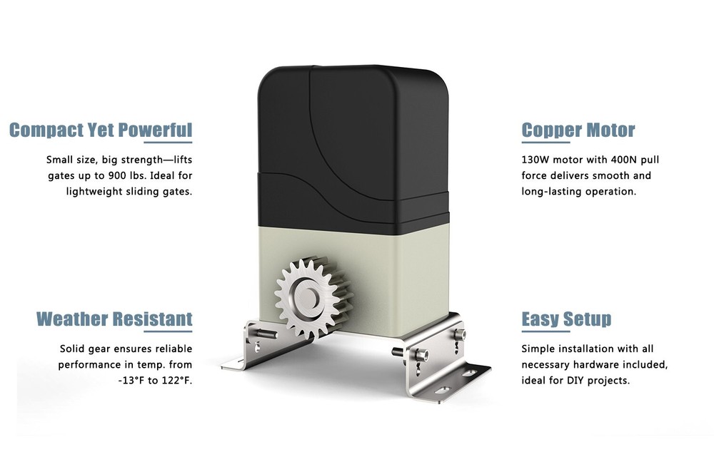 Blütezeit 900lb Automatic Sliding Gate Opener with Nylon Racks & IR Sensor
