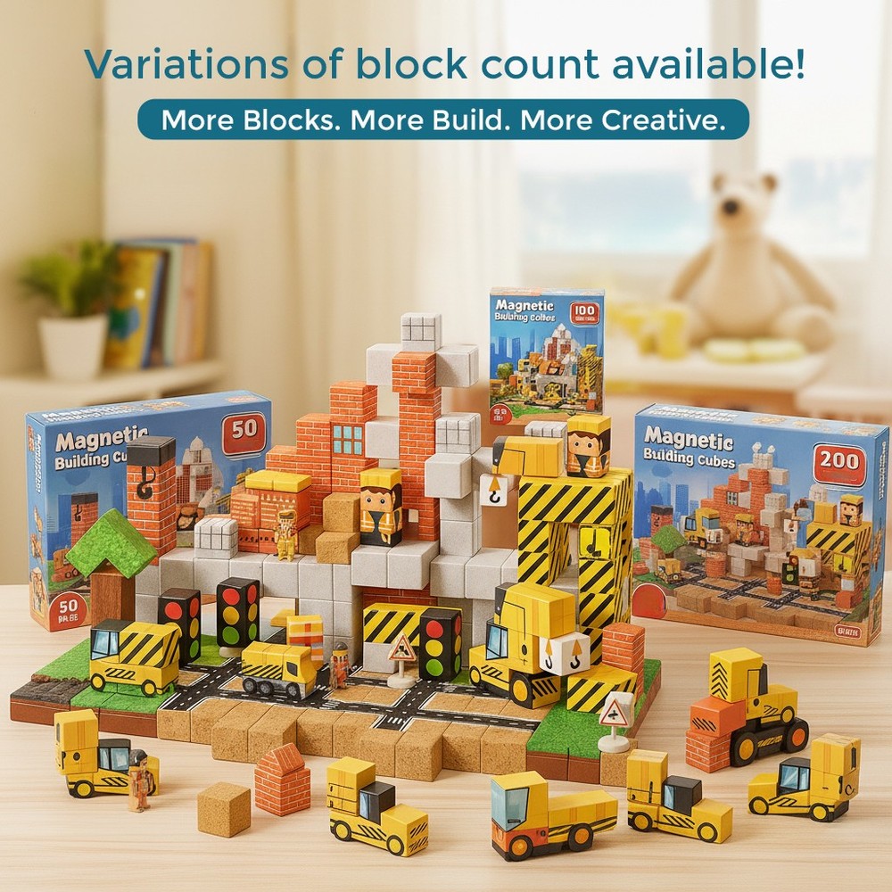 Magnetic Blocks Building Set - 150pc Block Construction Theme for Parents