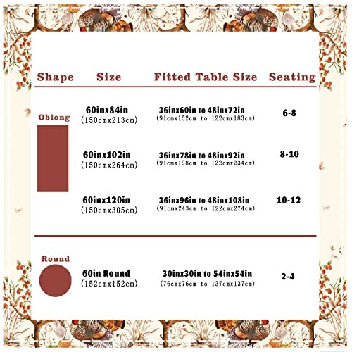 Fall Thanksgiving Double Border Decoration 84" x 60" (Rectangular) Turkey