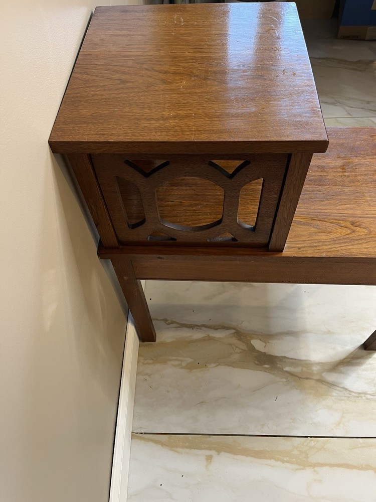 Mid-Century Step End Table / Side Table With Drawer