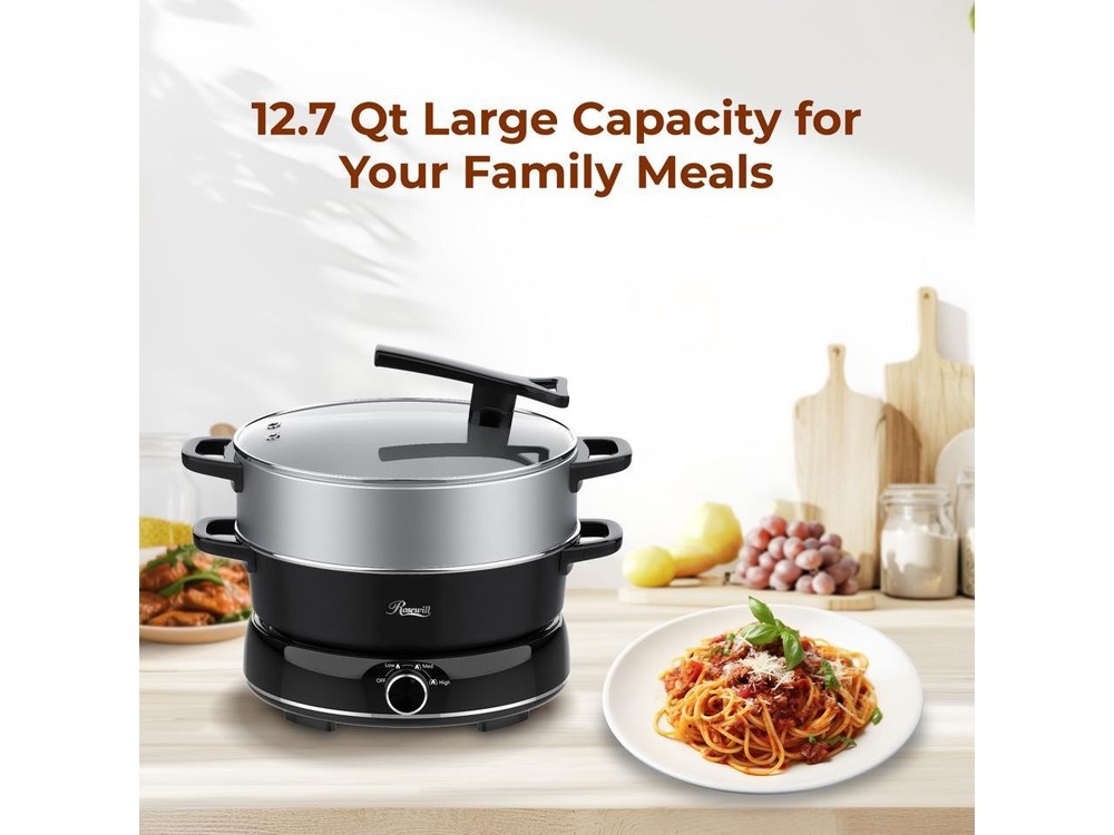 Rosewill 12.7 QT Electric Hot Pot with Multiple Functions, Split Design with 11.