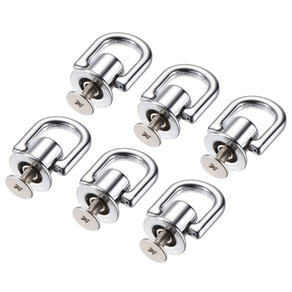 12x10mm Ball Head Button Studs with D Ring Silver White 6pcs