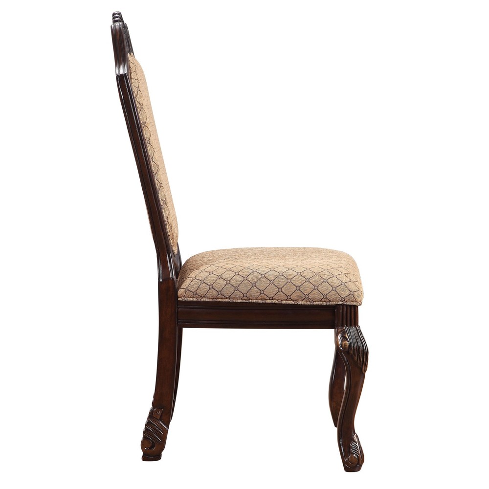 Beige and Espresso Solid Back Side Chairs