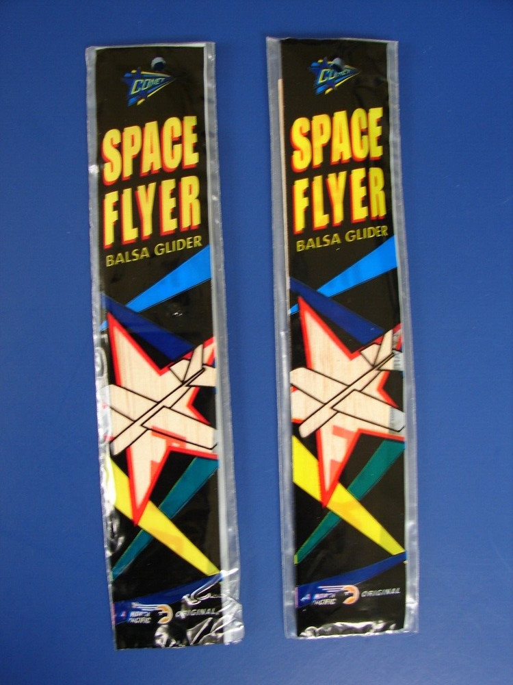 2 SPACE FLYER Balsa Foam Glider Plane Model Airplane Kit #200 Comet Ltd 1996 NOS
