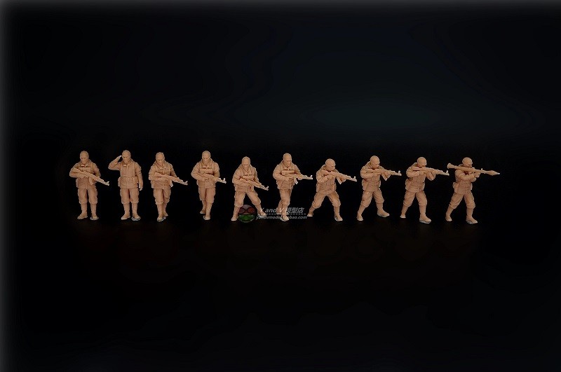 3D printed 1/72 model Modern Congo "Rebels/Armed insurgents" 10 man group