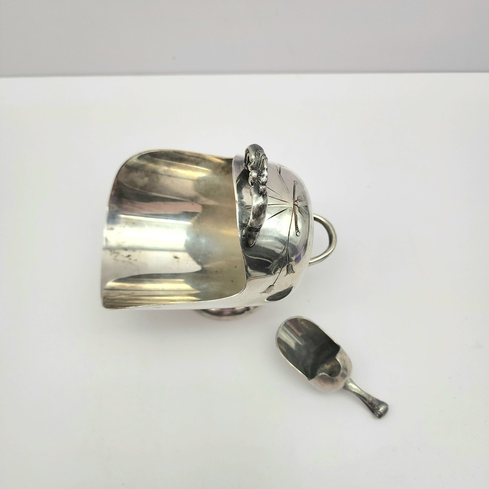 Antique Sheffield England Silver Plated Sugar Scuttle