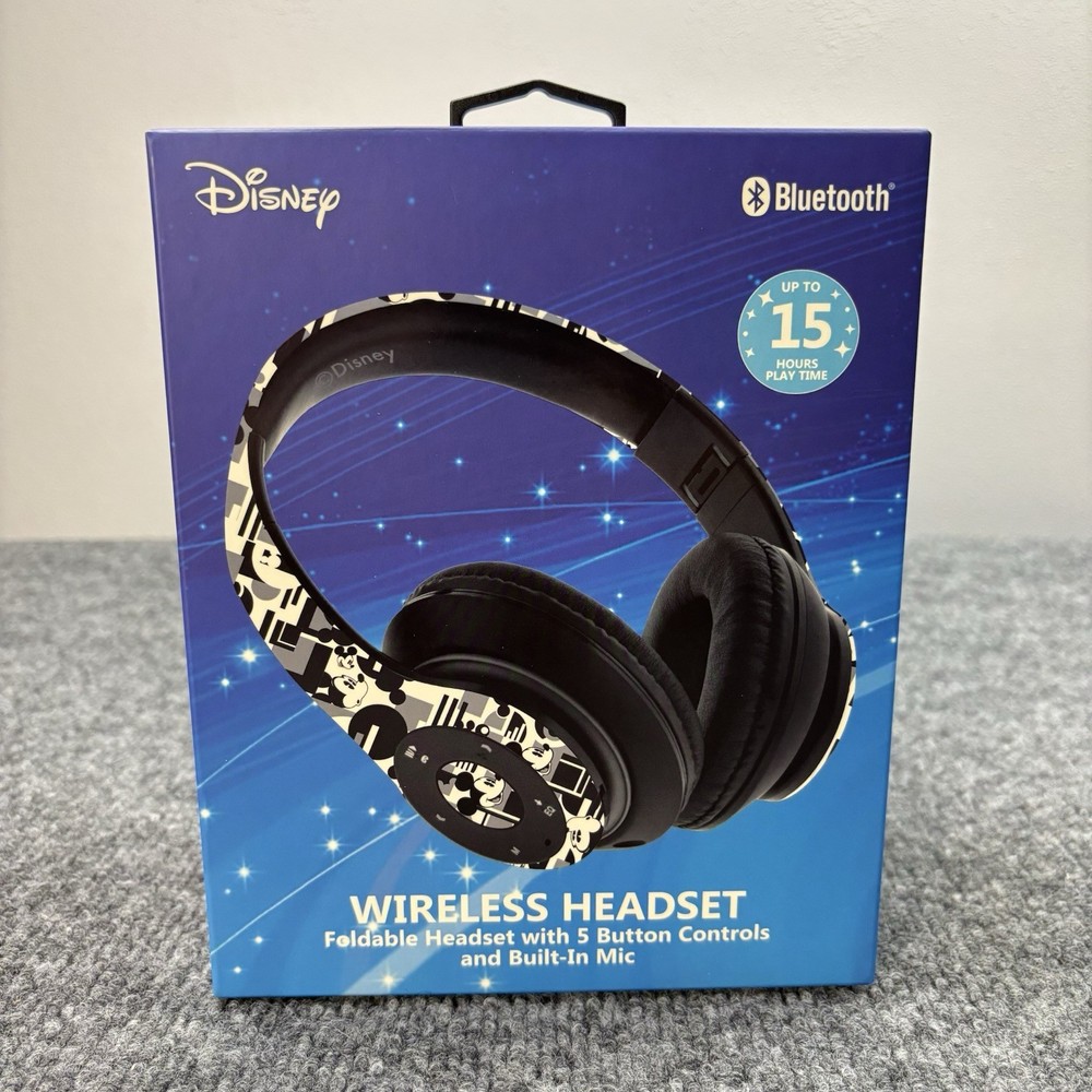 Disney Mickey Mouse Bluetooth Headphones Over The Ear Headset Built In Mic