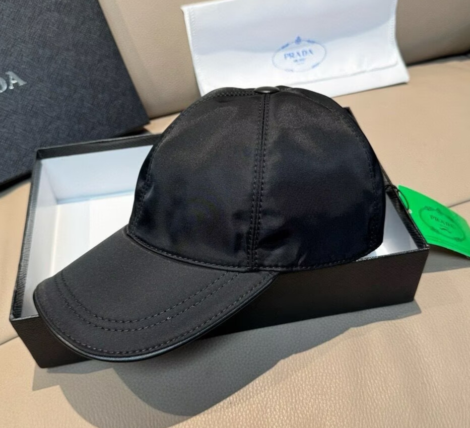 Prada Black Nylon baseball cap - Classics logo design | adjustable size | Gift