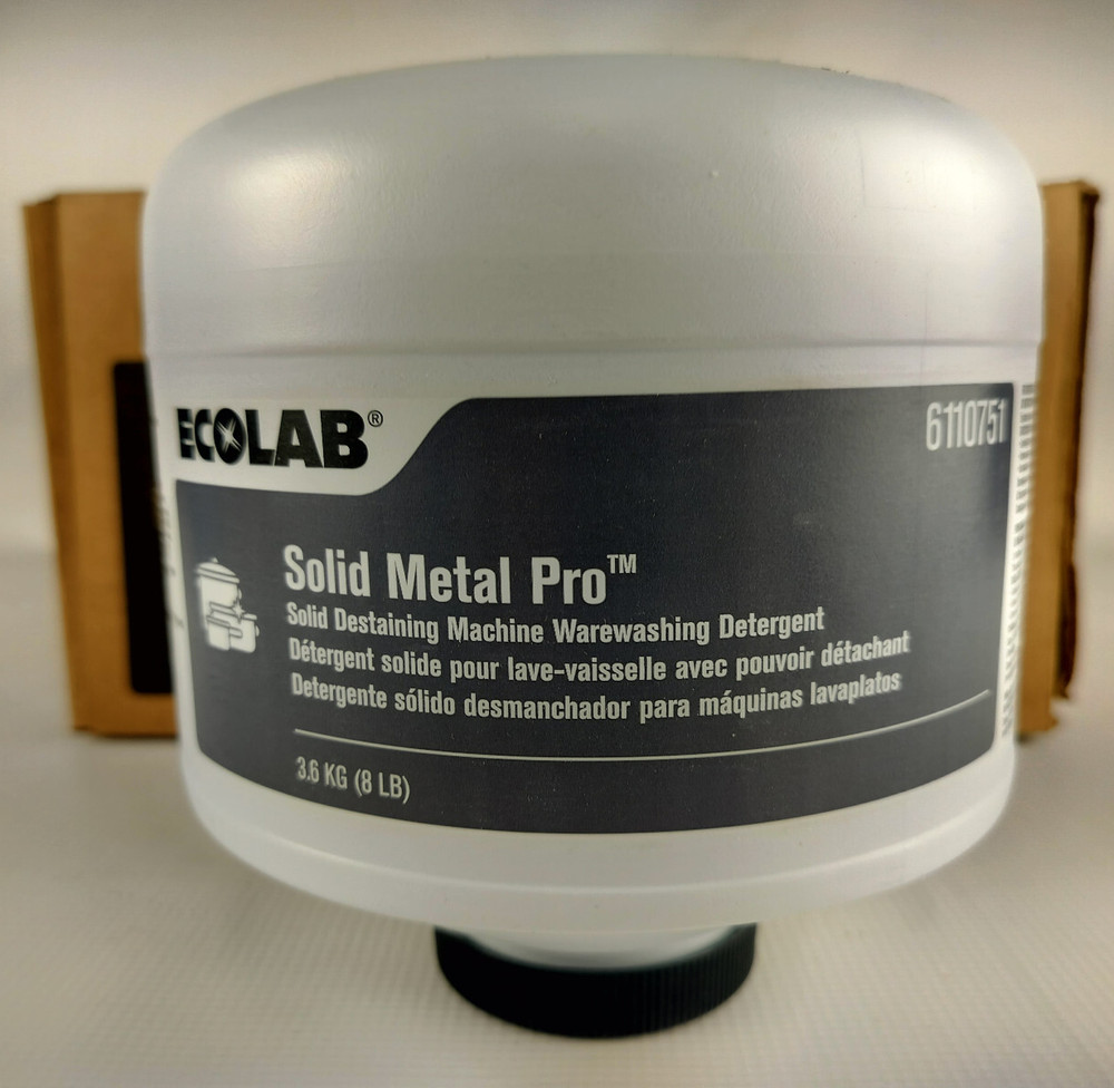 4x ECOLAB Solid Metal Pro 6110751 Solid Destaining Machine Warewashing Detergent
