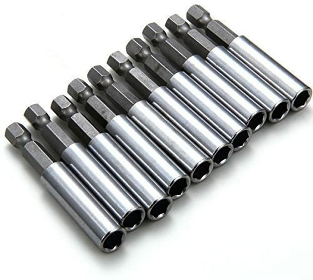 10 Pack Magnetic Extension Socket Drill Bit Holder 1/4" Hex Power Tools