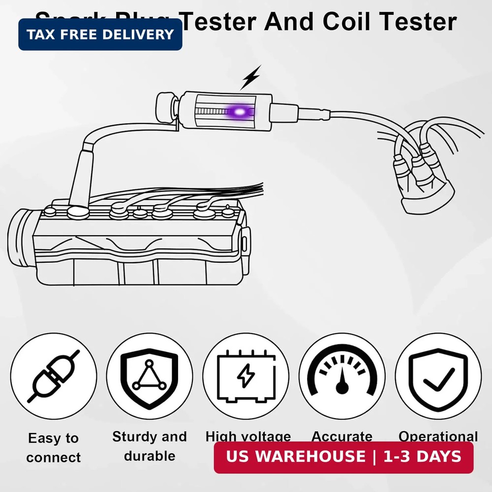 Spark Plug Tester, Adjustable Ignition Coil Tester System, Coil Pack Tester, Spa