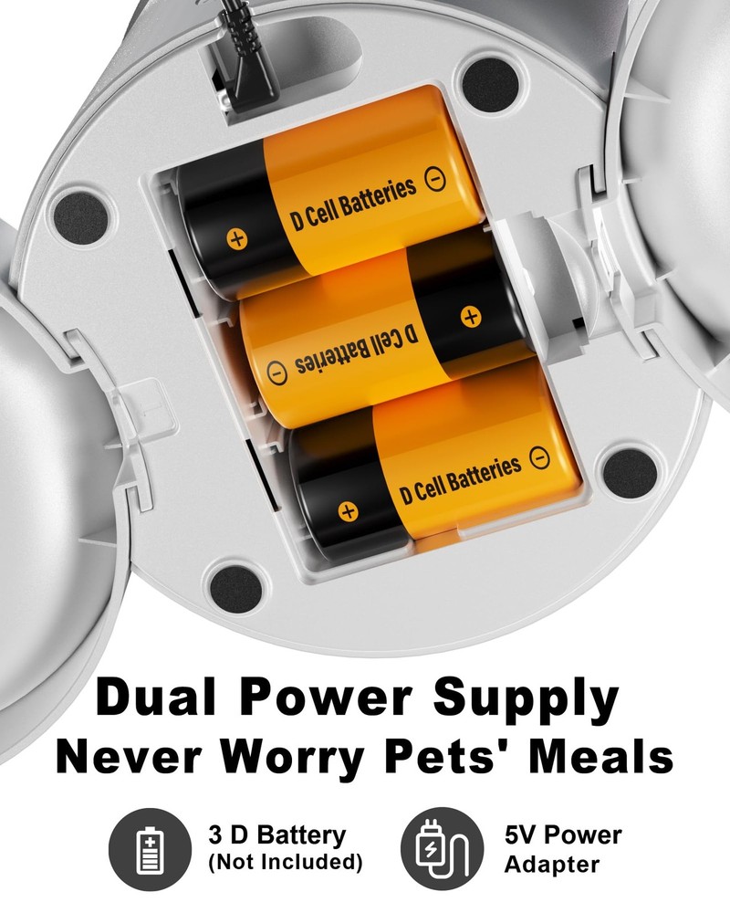Automatic Cat Feeder 2 Cats 4.2L Dispenser Dual Power Programmable Portion Contr
