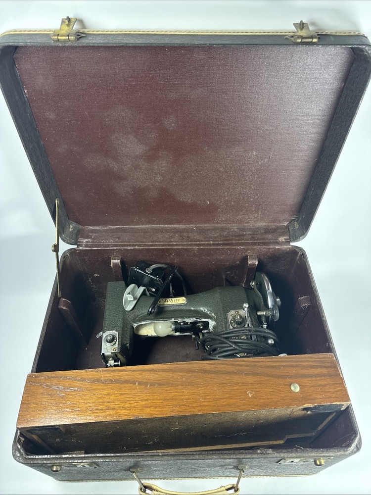 Vintage White Rotary Sewing Machine w/ Case Untested