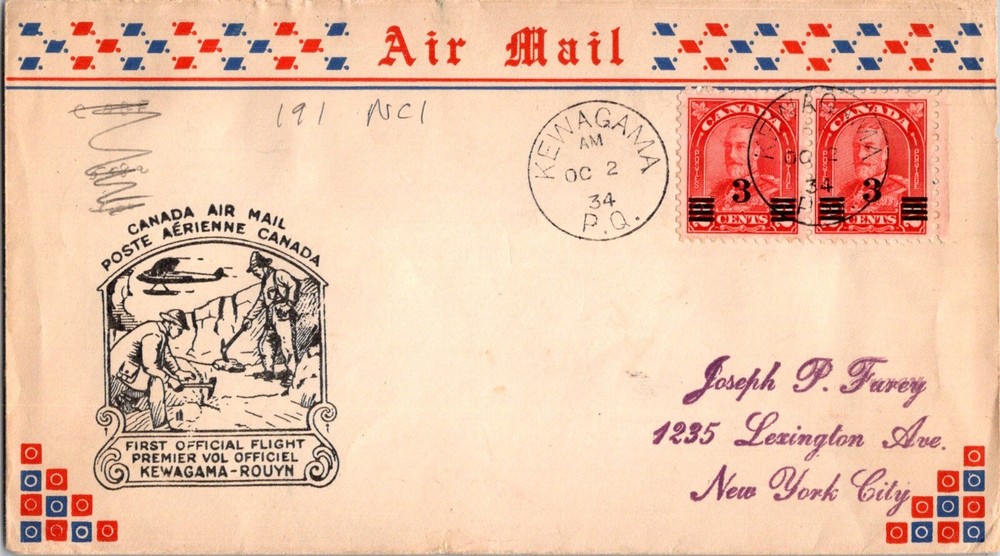 KAPPYSTAMPS SMAUG23 CANADA #191 PAIR ON FIRST FLIGHT COVER