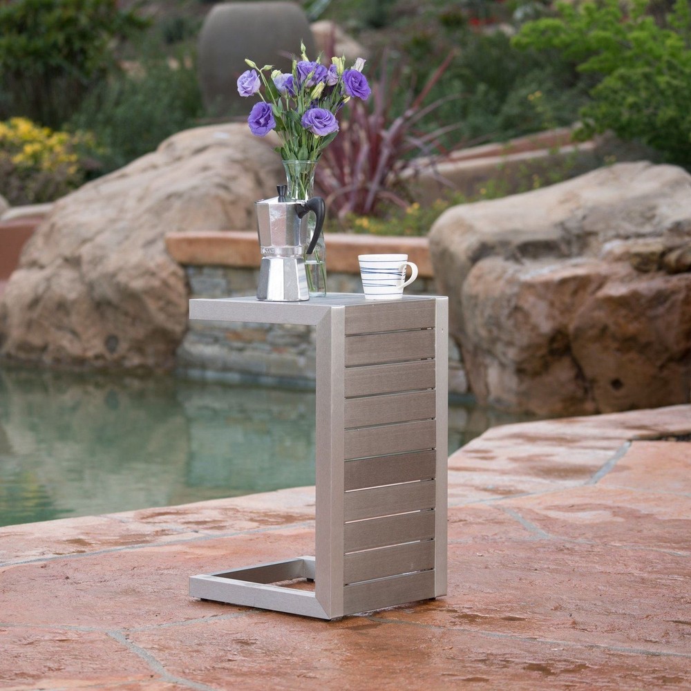 Crested-Bay Modern Aluminum C-Shaped End Table