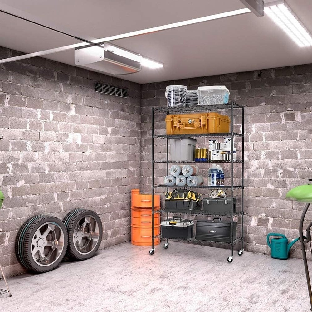 Rust-Resistant 6-Tier Wire Shelving System with Wheels | Easy Tool-Free Assembly